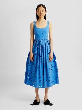 Erdem Floral Cotton Cutwork Sleeveless Midi Dress NWT